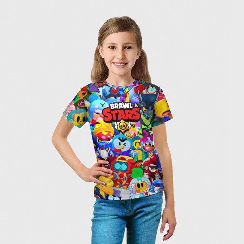 Детская 3D футболка с принтом Brawl Stars | Все новые бравлы, вид сбоку #3