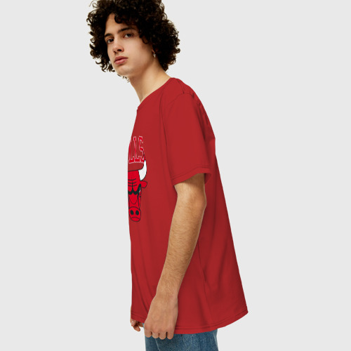 Мужская футболка хлопок Oversize с принтом BULLS, вид сбоку #3