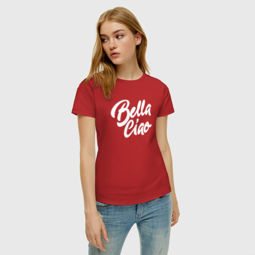 Женская футболка с принтом Бумажный дом Bella Ciao, фото на моделе #1