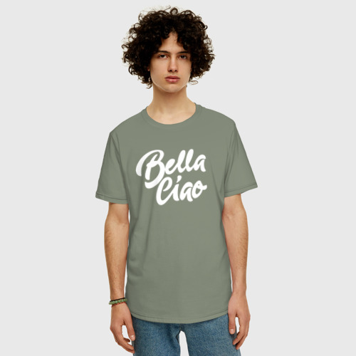 Мужская футболка хлопок Oversize с принтом Бумажный дом Bella Ciao, фото на моделе #1