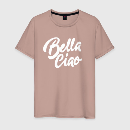 Мужская футболка хлопок с принтом Бумажный дом Bella Ciao, вид спереди #2
