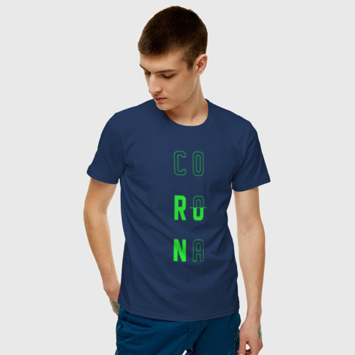 Мужская футболка с принтом Corona Run, фото на моделе #1