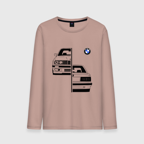 Мужской лонгслив хлопок с принтом BMW | БМВ (Z), вид спереди #2