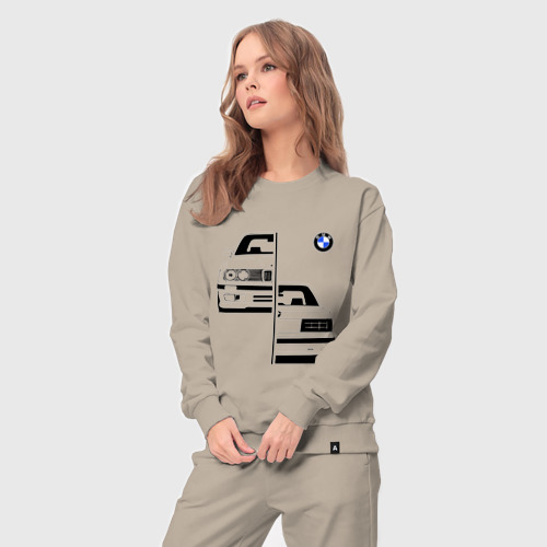 Женский костюм хлопок с принтом BMW | БМВ (Z), вид сбоку #3