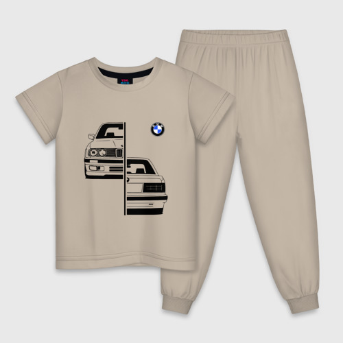 Детская пижама хлопок с принтом BMW | БМВ (Z), вид спереди #2