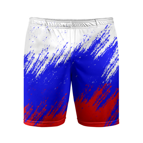 Мужские шорты 3D спортивные с принтом Россия, вид спереди #2
