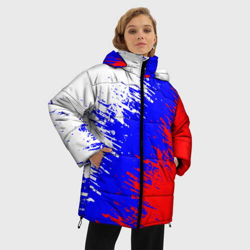 Женская зимняя куртка 3D с принтом Россия, фото на моделе #1