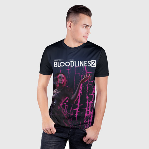 Мужская футболка 3D Slim с принтом Bloodlines 2, фото на моделе #1