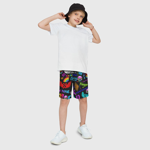 Детские спортивные шорты 3D с принтом 6IX9INE, фото на моделе #1