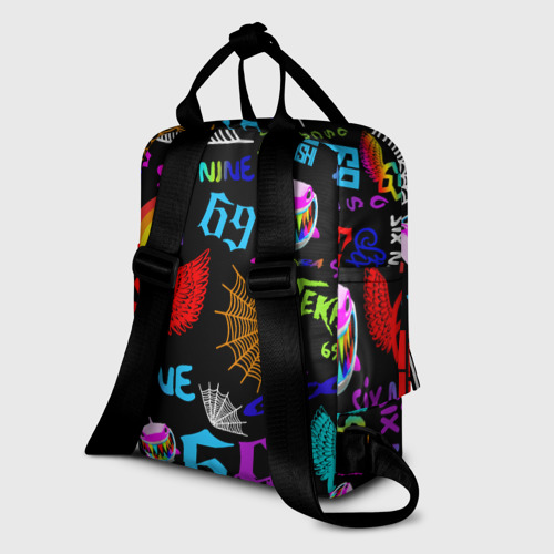 Женский рюкзак 3D с принтом 6IX9INE, вид сзади #1