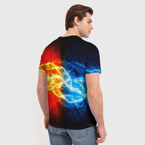 Мужская футболка 3D с принтом БИТВА МОЛНИЙ, вид сзади #2