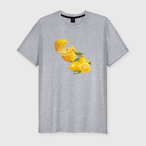 Мужская футболка хлопок Slim с принтом Лимоны, вид спереди #2
