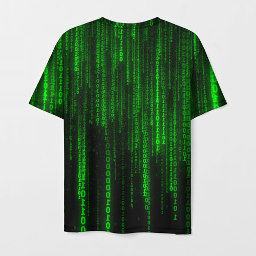 Мужская футболка 3D с принтом Матрица код цифры программист, вид сзади #1