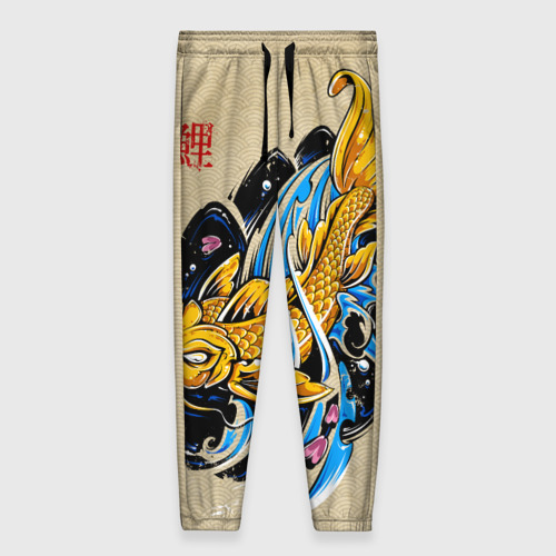 Женские брюки 3D с принтом Золотая рыба кои, вид спереди #2
