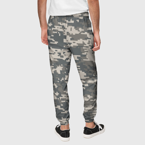 Мужские брюки 3D с принтом Цифровой камуфляж, вид сзади #2
