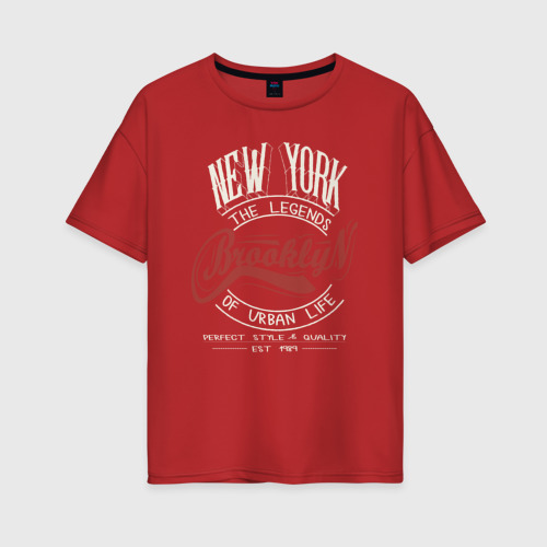 Женская футболка хлопок Oversize с принтом Городские легенды Нью-Йорка, вид спереди #2