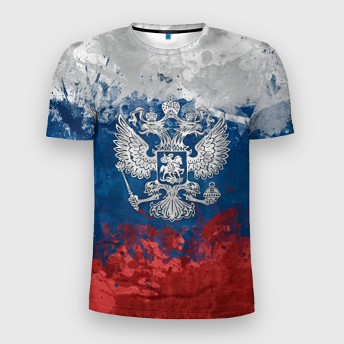 Мужская футболка 3D Slim с принтом Россия, вид спереди #2