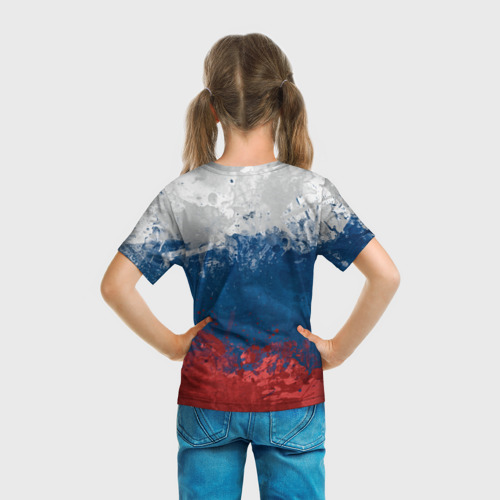 Детская 3D футболка с принтом Россия, вид сзади #2