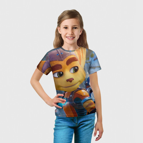 Детская 3D футболка с принтом Ratchet & Clank Rift Apart, вид сбоку #3