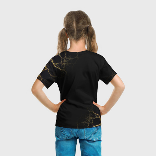 Детская футболка 3D с принтом Gold Midas Fortnite 2, вид сзади #2