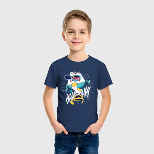 Детская футболка хлопок с принтом Стиральная машина мойдодыр, фото на моделе #1
