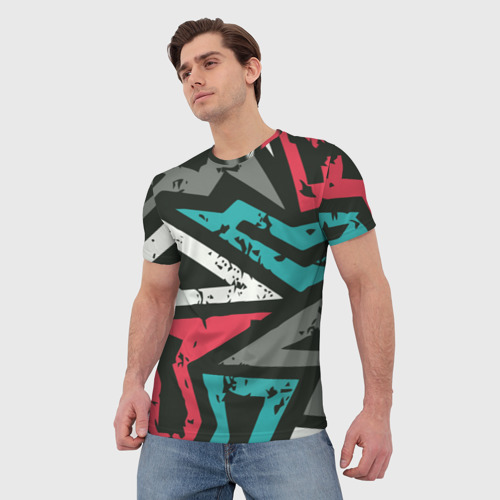 Мужская футболка 3D с принтом Geometric Abstraction, фото на моделе #1