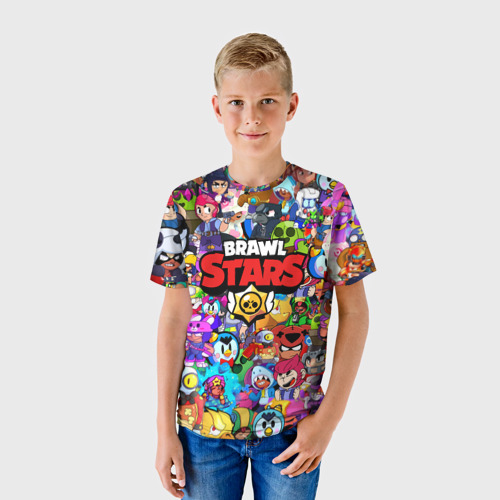 Детская футболка 3D с принтом BRAWL STARS ВСЕ ПЕРСОНАЖИ, фото на моделе #1