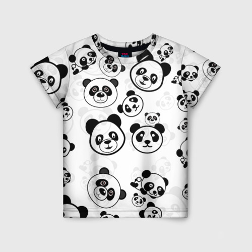 Детская футболка 3D с принтом Панды, вид спереди #2