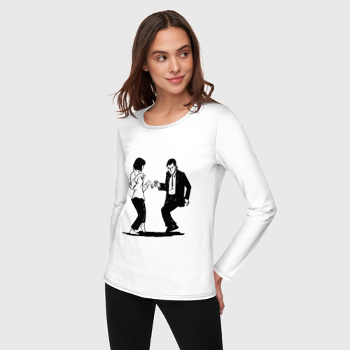 Женский лонгслив хлопок с принтом Грязные танцы Винсента и Мии Уоллес - Криминальное чтиво, фото на моделе #1
