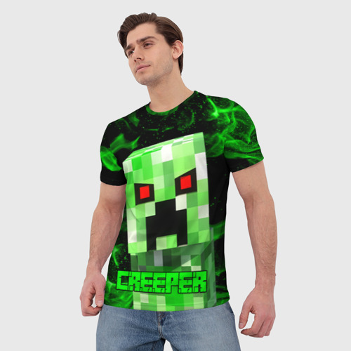 Мужская футболка 3D с принтом MINECRAFT CREEPER, фото на моделе #1