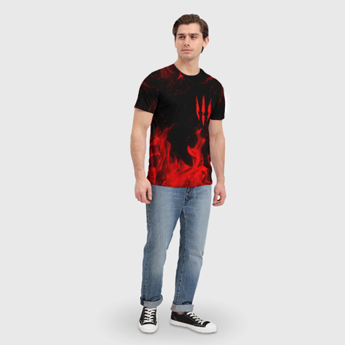 Мужская футболка 3D с принтом ВЕДЬМАК 3 / ГЕРАЛЬТ / КОГОТЬ, вид сбоку #3