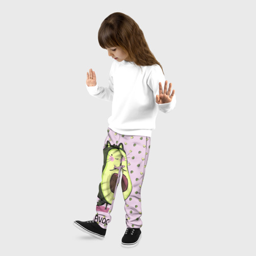 Детские брюки 3D с принтом Авокадо Кот, фото на моделе #1