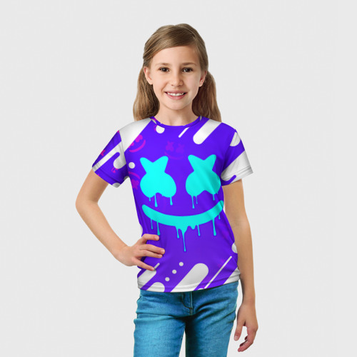 Детская футболка 3D с принтом Marshmello Маршмеллоу, вид сбоку #3