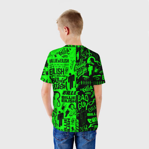 Детская 3D футболка с принтом BILLIE EILISH | БИЛЛИ АЙЛИШ, вид сзади #2