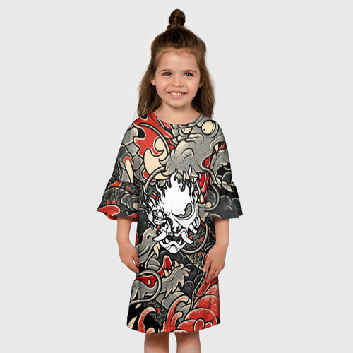 Детское платье 3D с принтом CYBERPUNK2077(SAMURAI), вид сбоку #3