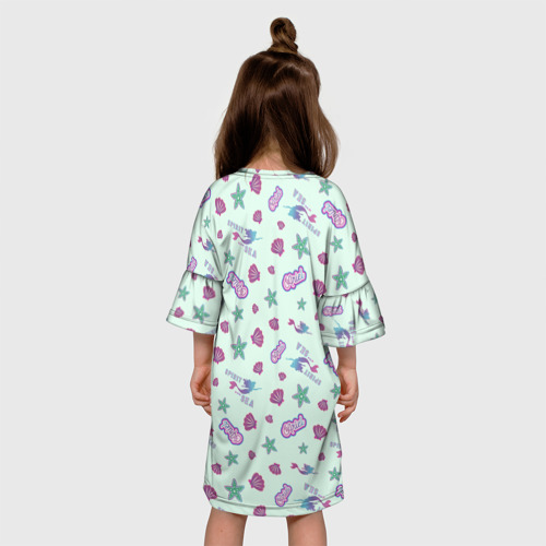 Детское платье 3D с принтом Русалочка, вид сзади #2