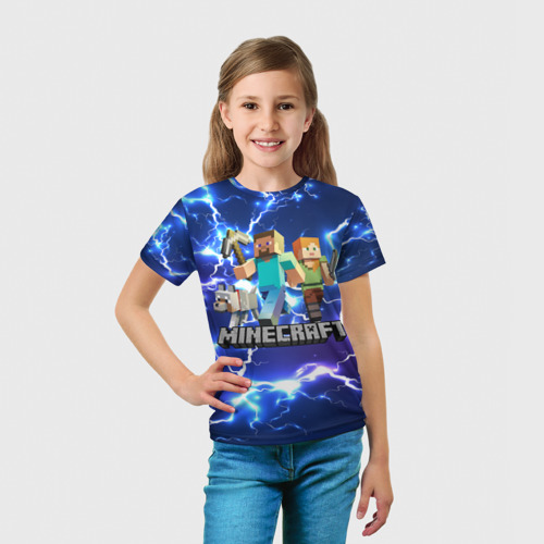 Детская футболка 3D с принтом Minecraft Майнкрафт, вид сбоку #3