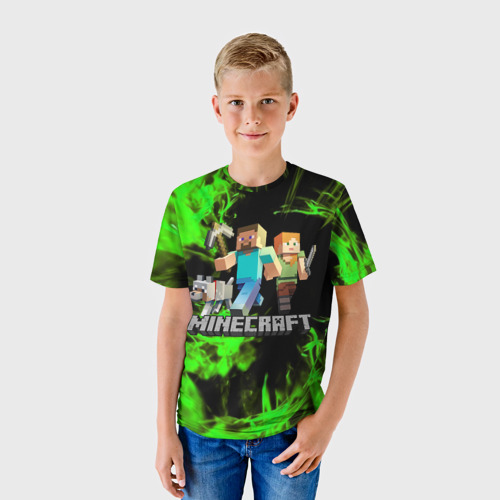 Детская футболка 3D с принтом Minecraft Майнкрафт, фото на моделе #1