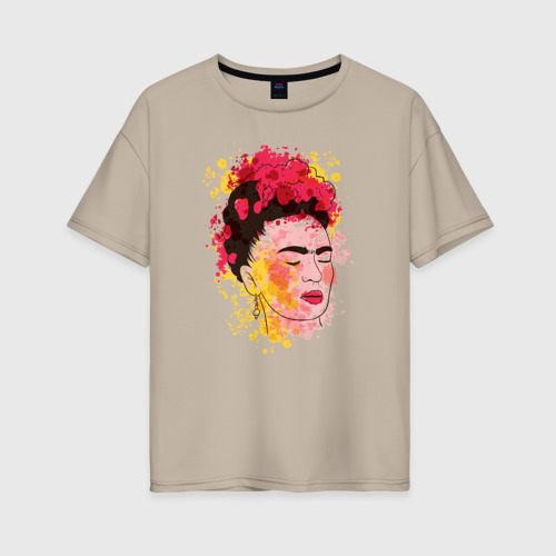 Женская футболка хлопок Oversize с принтом Фрида Кало, вид спереди #2