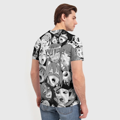 Мужская футболка 3D с принтом Ахегао лица лого, вид сзади #2