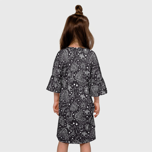 Детское платье 3D с принтом Паттерн «Ночной лес», вид сзади #2