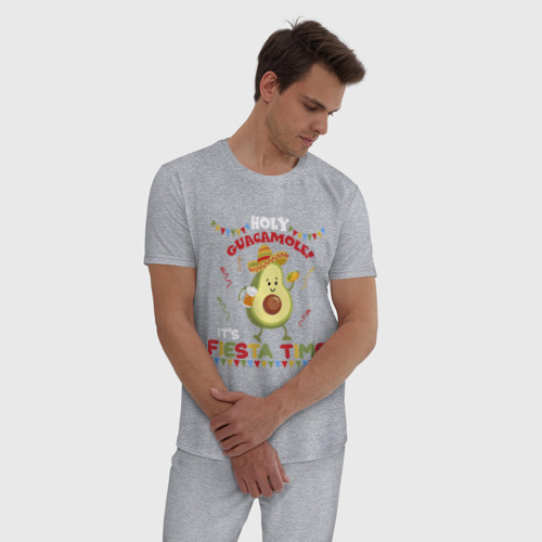 Мужская пижама хлопок с принтом Авокадо - время фиесты, фото на моделе #1