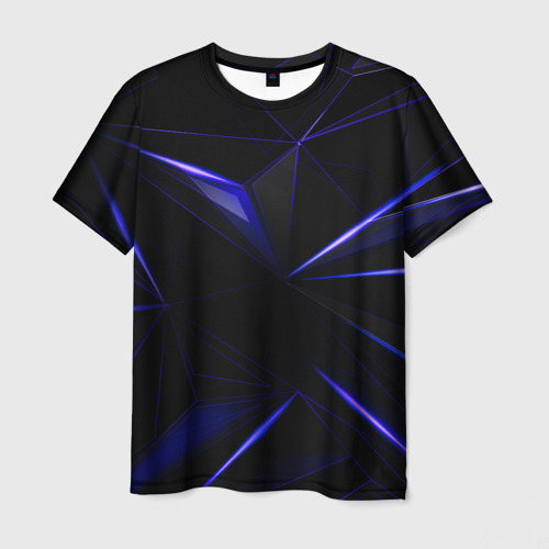 Мужская 3D футболка с принтом HEXAGON | BLUE, вид спереди #2