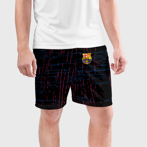Мужские шорты спортивные с принтом Barselona, фото на моделе #1