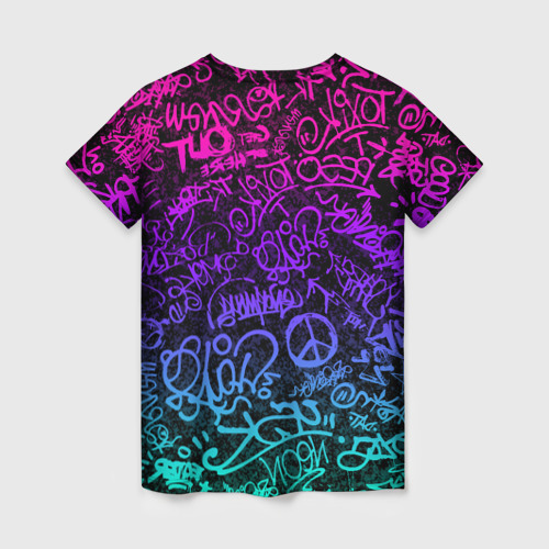 Женская футболка 3D с принтом Граффити Neon, вид сзади #1