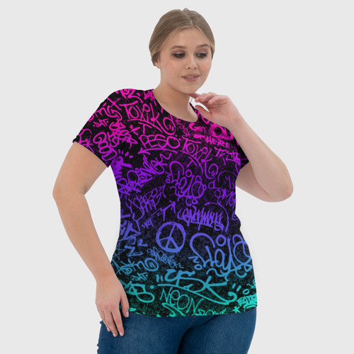 Женская футболка 3D с принтом Граффити Neon, фото #4