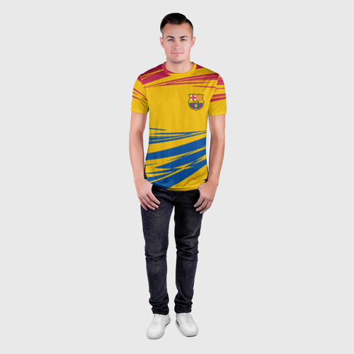 Мужская футболка 3D Slim с принтом FC BARCELONA, вид сбоку #3