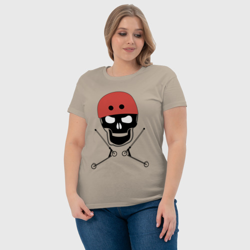 Женская футболка хлопок с принтом Самокат фристайл и Череп Skull, фото #4