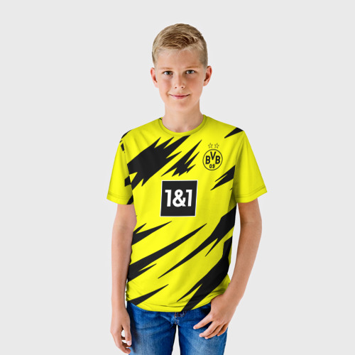 Детская футболка 3D с принтом Боруссия Дортмунд Санчо 20-21, фото на моделе #1