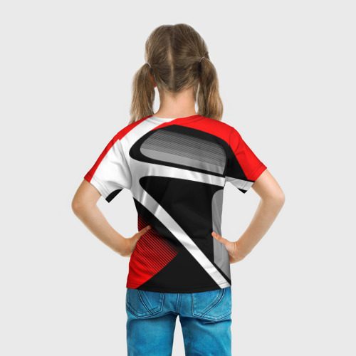 Детская футболка 3D с принтом Mitsubishi ФОРМА, вид сзади #2